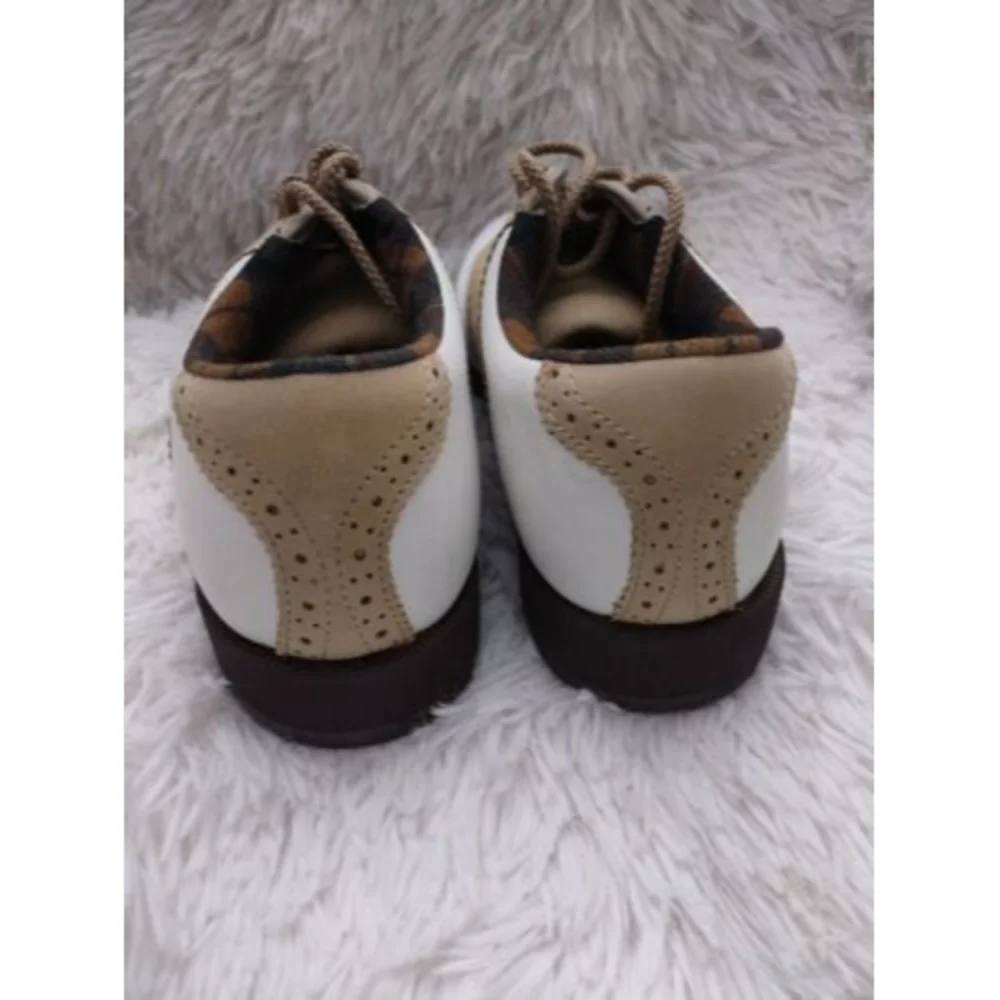 FootJoy SoftJoys Terrains Women's Size 7 Golf Shoes White w Brown Cleats - Picture 5 of 8